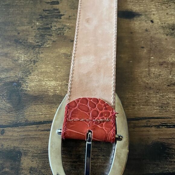 FURLA Orange Leather Statement Belt / like New - Picture 5 of 10
